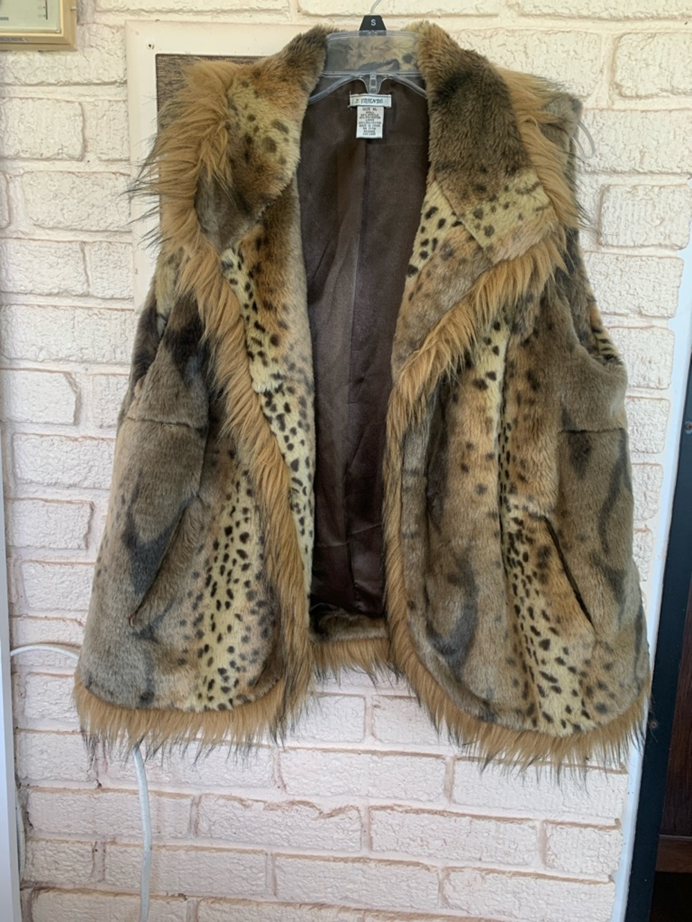 Faux Fur Animal Print Vest in Brown & Tan